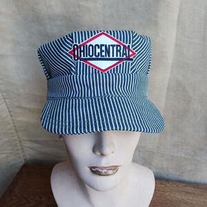 Vintage Ohio Central Railroad Striped Fitted Hat Cap